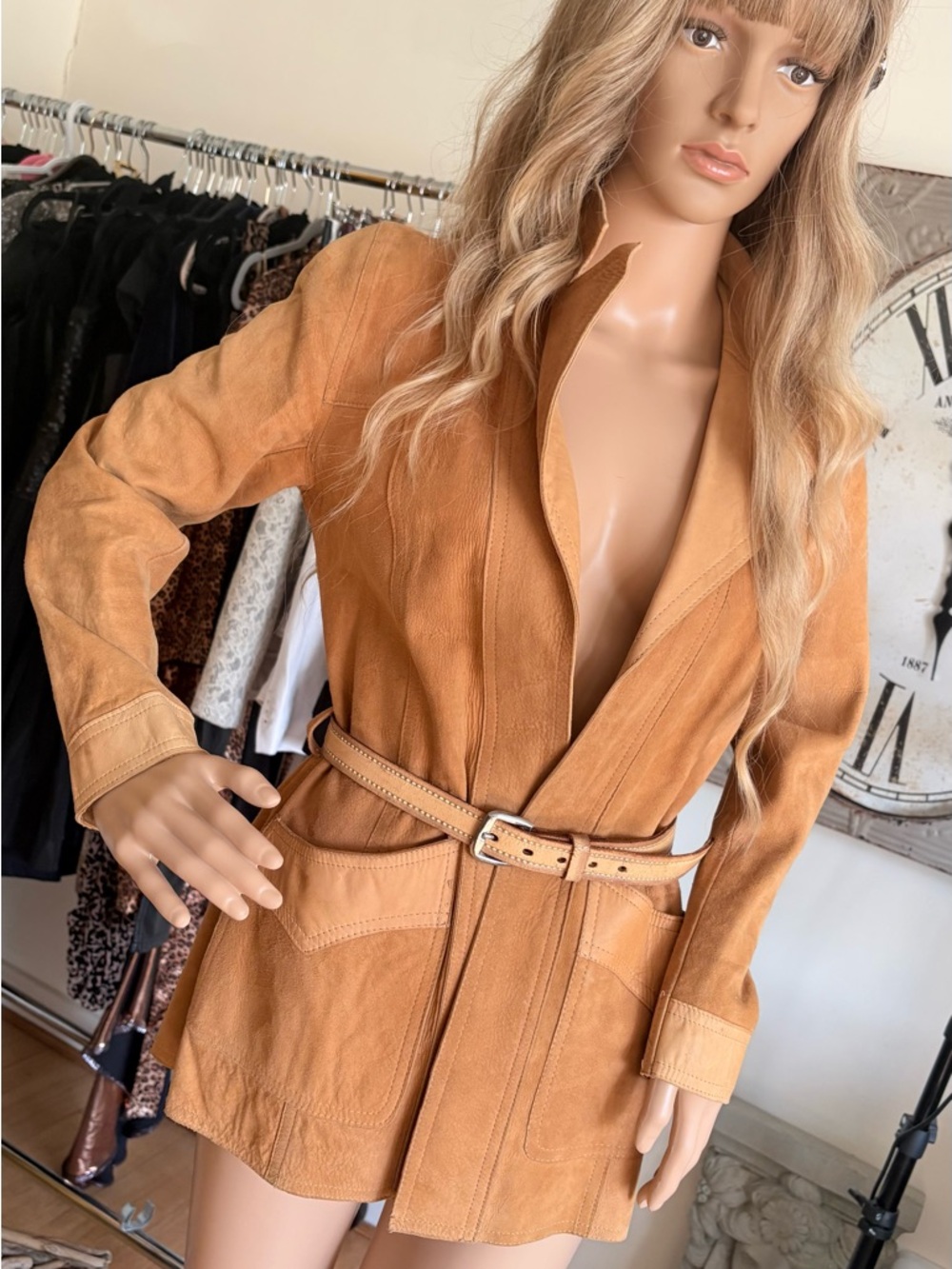 Vintage 70s Reversible Matt Fisher Suede and Leather Belted Safari Jacket - XS